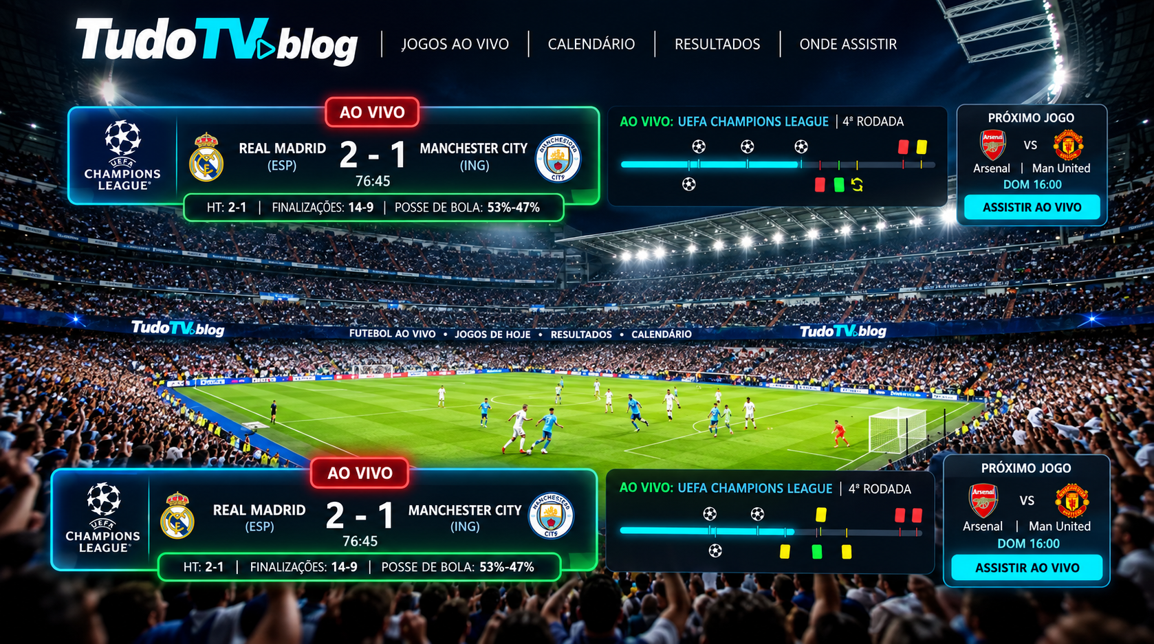Tudo TV — Futebol ao Vivo, Jogos de Hoje, Resultados e Calendário